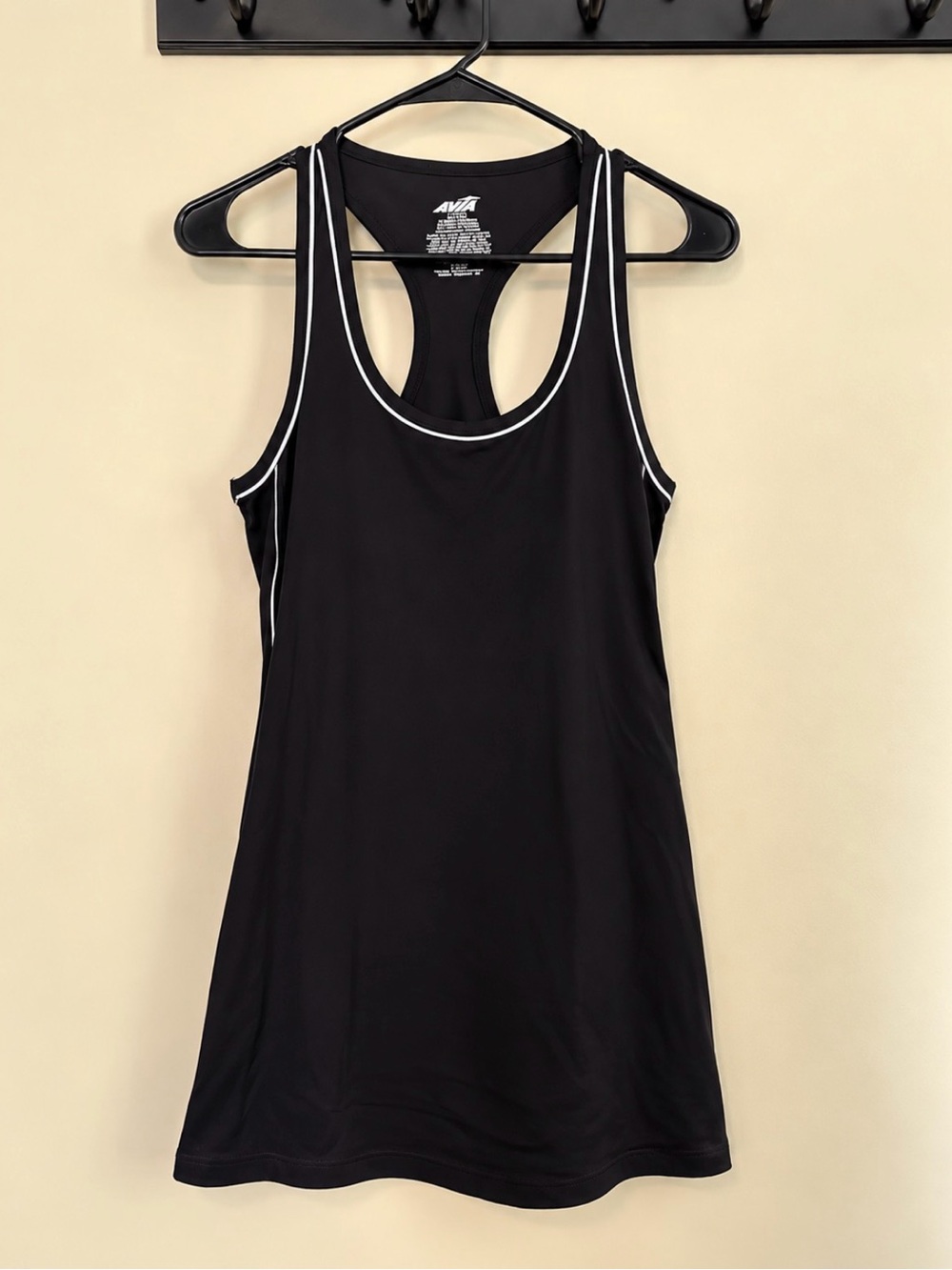Avia Black Racerback Tank with White Piping